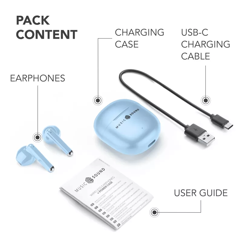 Music Sound Breeze In-Ear slúchadlá v štýle puzdra s farebným puzdrom