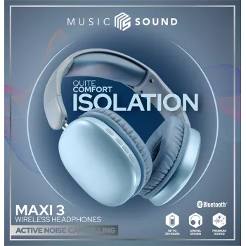 Music Sound MAXI3 MAXI3 bezdrôtové Over-Ear slúchadlá s aktívnym potlačením hluku