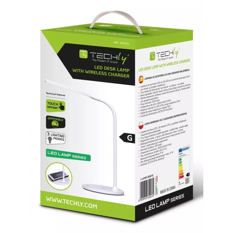 Techly I-LAMP-DSK10 stolová lampa nevymeniteľný zdroj svetla 5,5 W LED G biela