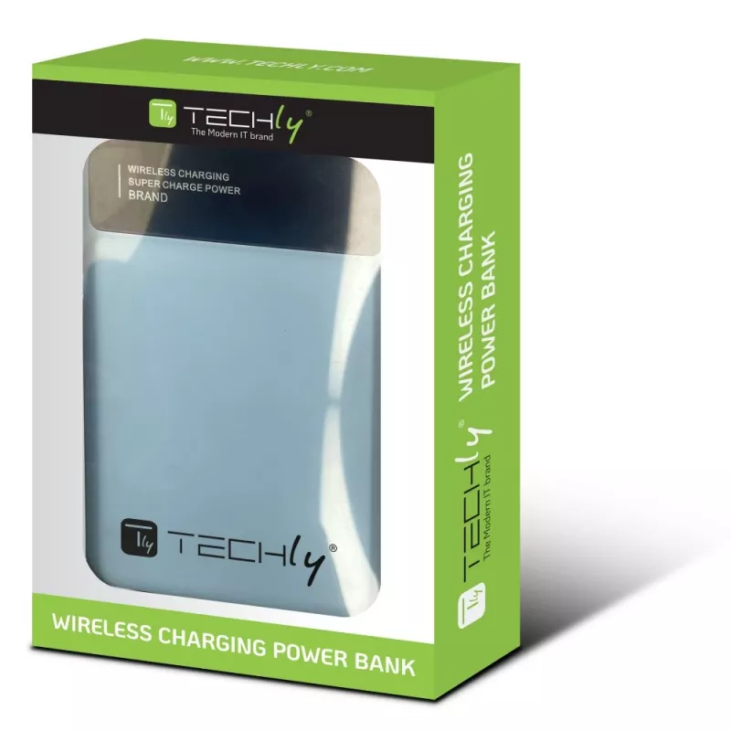 Techly I-CHARGE-10LCDBL powerbank lithium-polymér (LiPo) 10000 mAh bezdrôtové nabíjanie modrá