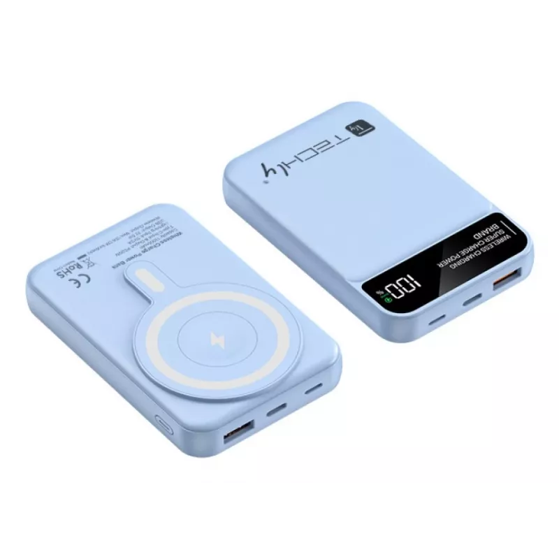Techly I-CHARGE-10LCDBL powerbank lithium-polymér (LiPo) 10000 mAh bezdrôtové nabíjanie modrá