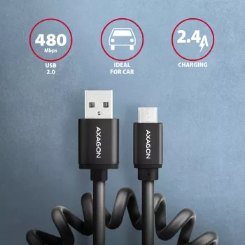 Axagon BUMM-AM10TB USB kábel USB 2.0 0,6 m Micro-USB B USB A 0,48 Gbit/s čierny