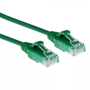 ACT Green 10 metrov LSZH U/UTP CAT6 datacentrový Slimline patch kábel, bez zámku s RJ45 konektormi