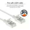 ACT biely 7 metrov LSZH U/FTP CAT6A datacentrový Slimline patch kábel bez zámku s RJ45 konektormi