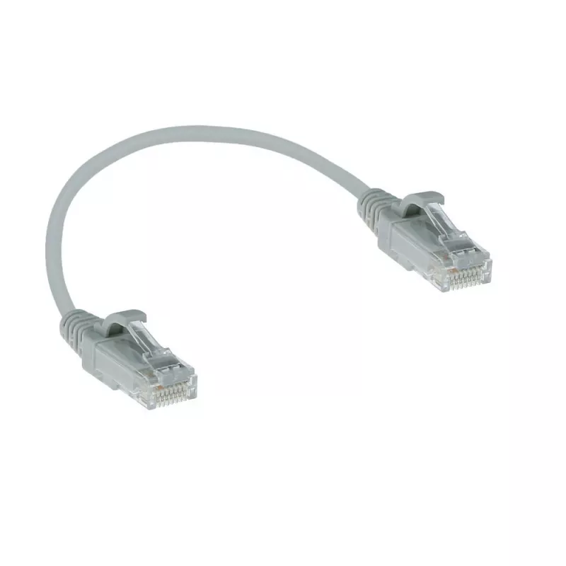 ACT sivý 0,15 metra LSZH U/UTP CAT6 datacentrový Slimline patch kábel, bez zámku s RJ45 konektormi