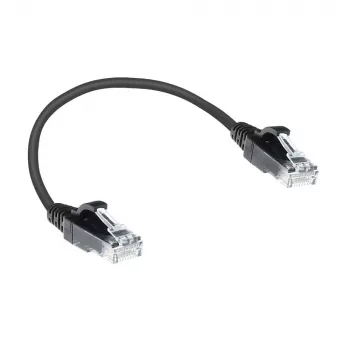 ACT čierny 0,15 metra LSZH U/UTP CAT6 datacentrový Slimline patch kábel bez zámku s RJ45 konektormi