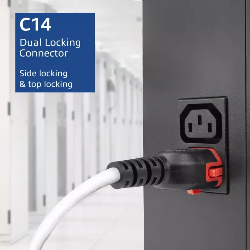ACT Napájací kábel C14 IEC Lock+ Dual Locking - C15 IEC Lock+ biely 2 m, PC3875