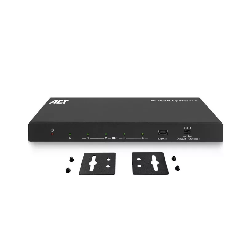 ACT 4K HDMI splitter, 1 na 4, podpora EDID, HDMI, 4x HDMI, 3840 x 2160 pixelov, čierna, 4K Ultra HD, 10,2 Gbit/s