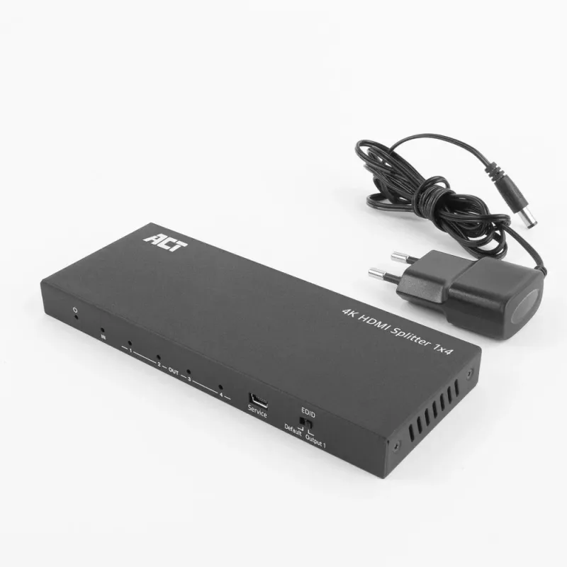 ACT 4K HDMI splitter, 1 na 4, podpora EDID, HDMI, 4x HDMI, 3840 x 2160 pixelov, čierna, 4K Ultra HD, 10,2 Gbit/s