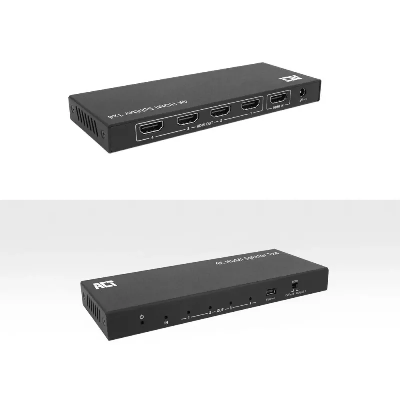 ACT 4K HDMI splitter, 1 na 4, podpora EDID, HDMI, 4x HDMI, 3840 x 2160 pixelov, čierna, 4K Ultra HD, 10,2 Gbit/s