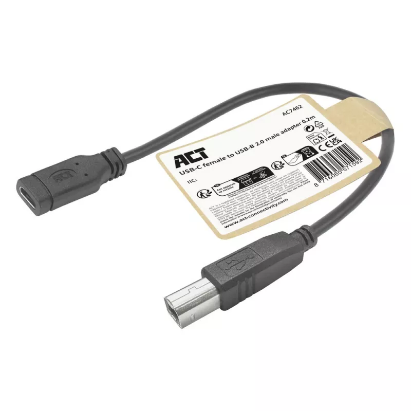 ACT Adaptérový kábel USB-C konektor samica na USB-B 2.0 pre tlačiareň 0,2 m