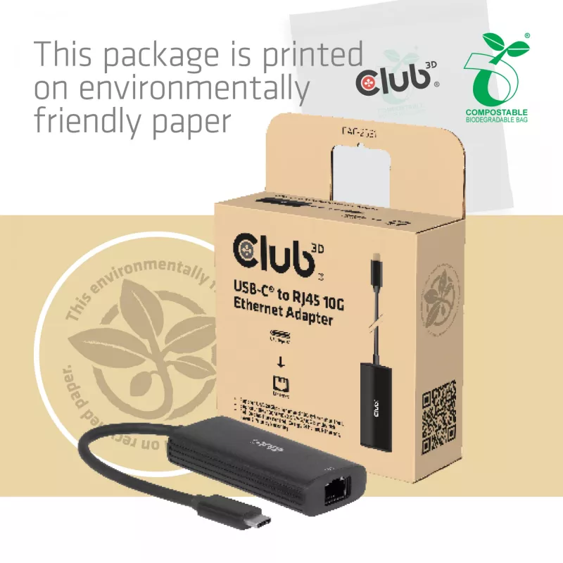 Club3D CAC-2531 Adaptér USB-C na RJ45 Ethernet 10 Gbps