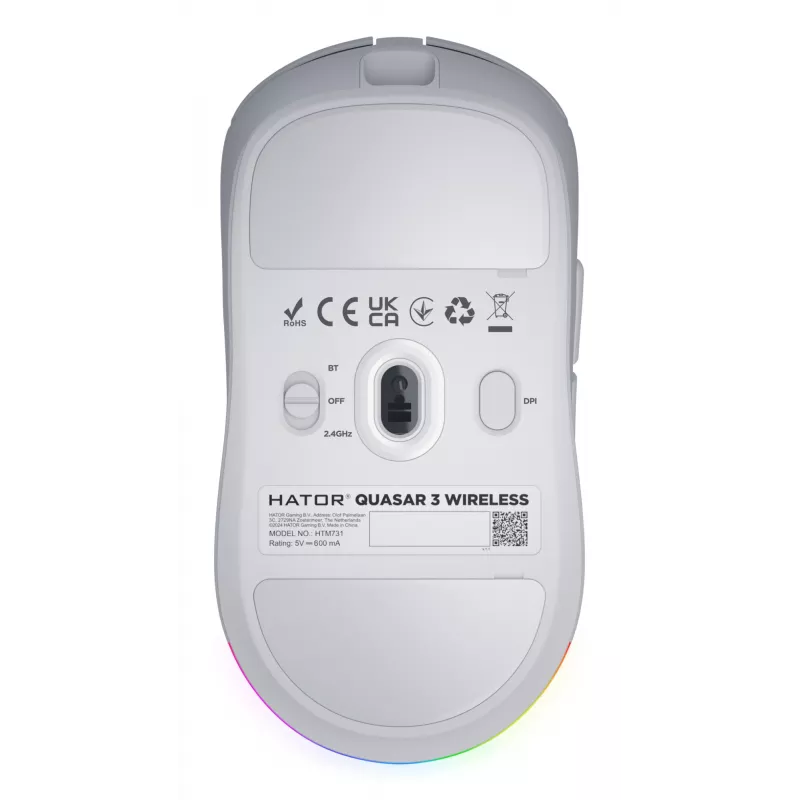 HATOR Quasar 3 Wireless Myš Gaming obojručná RF Wireless + Bluetooth + USB Type-A optická 12000 DPI