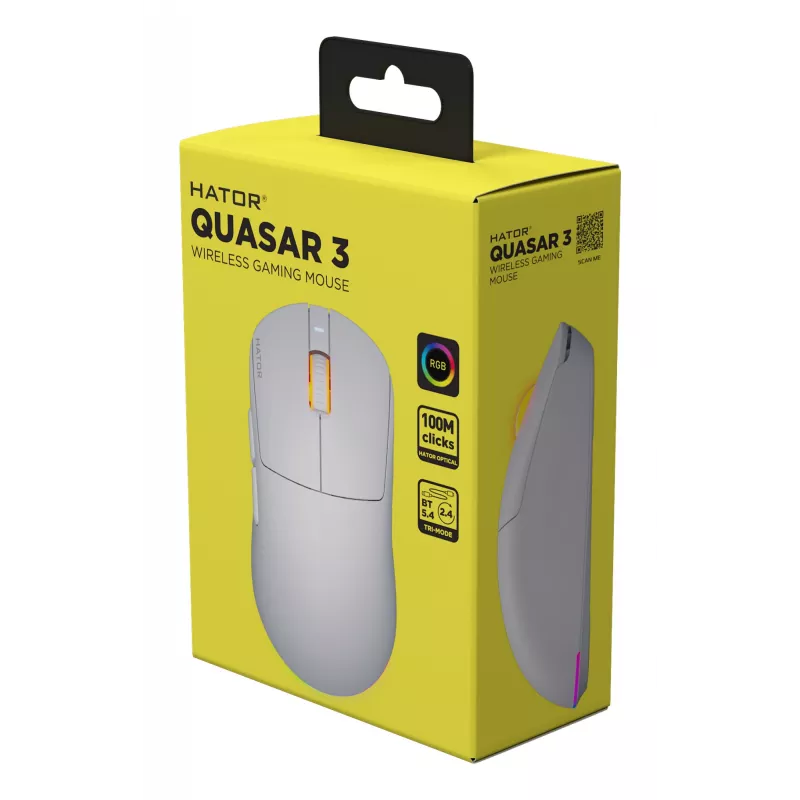 HATOR Quasar 3 Wireless Myš Gaming obojručná RF Wireless + Bluetooth + USB Type-A optická 12000 DPI