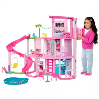 Barbie Dreamhouse domček pre bábiky s bazénom a šmýkačkou - 75+ dielov (HMX10)