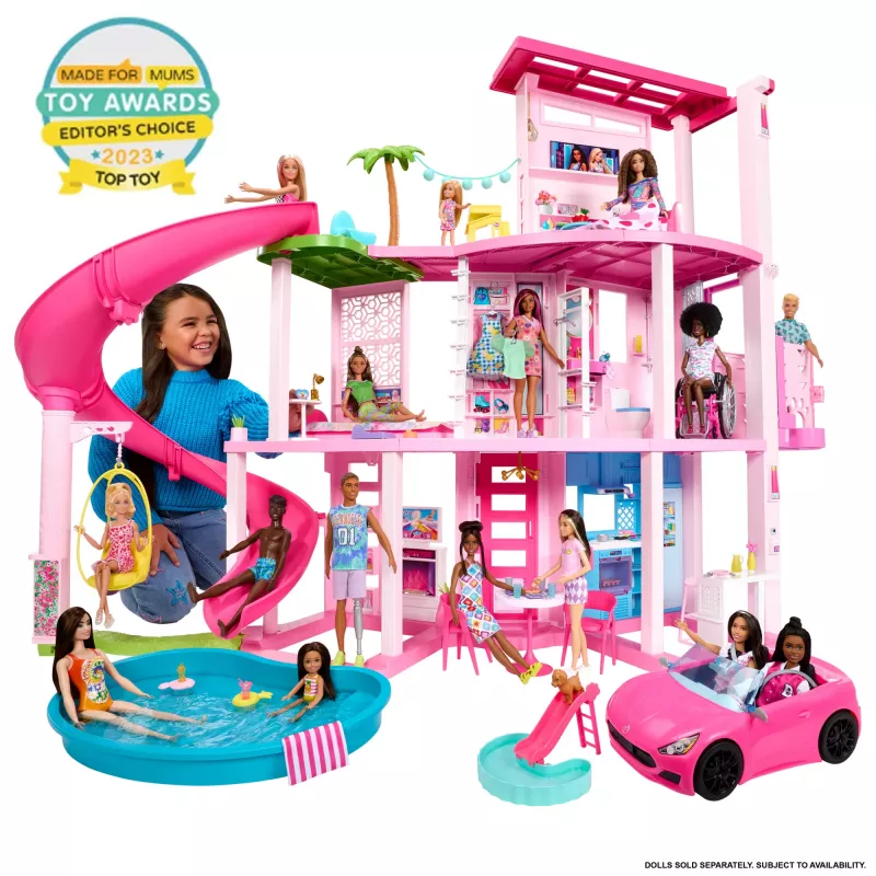 Barbie Dreamhouse domček pre bábiky s bazénom a šmýkačkou - 75+ dielov (HMX10)