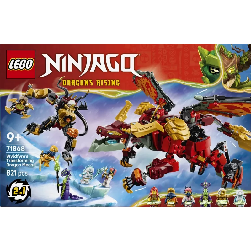 LEGO NINJAGO 71868 Wyldfyrin premenlivý dračí mech (821 dielov)