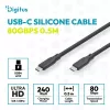 DIGITUS USB4 Version 2.0 Silicone kábel USB-C na USB-C 80Gbps 240W 16K 0,5m čierny AK-300350-005-S