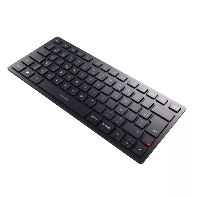 CHERRY KW 9200 MINI bezdrôtová kompaktná klávesnica, nabíjateľná, 2.4 GHz + Bluetooth + USB-C, čierna (belgická AZERTY) JK-9250BE-2