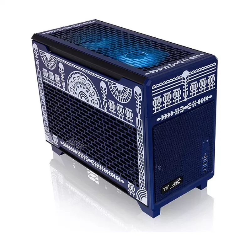 Thermaltake TR100 Koralie Edition Mini-ITX SFF skriňa Cobalt Blue - PCIe 4.0 Riser, SFX PSU, 360mm GPU - CA-11A-00SPNN-AR