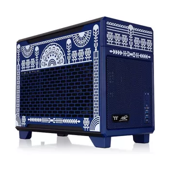 Thermaltake TR100 Koralie Edition Mini-ITX SFF skriňa Cobalt Blue - PCIe 4.0 Riser, SFX PSU, 360mm GPU - CA-11A-00SPNN-AR