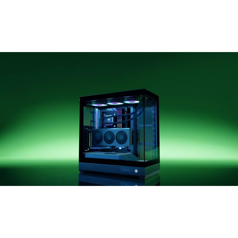 ENDORFY Fishtank 6000 Flex Mid-Tower PC skriňa - čierna, dvojité temperované sklo, USB-C, E-ATX, Back-Connect Ready (bez ventilátorov)