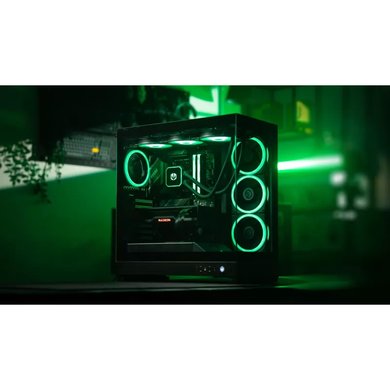 ENDORFY Fishtank 6000 Flex Mid-Tower PC skriňa - čierna, dvojité temperované sklo, USB-C, E-ATX, Back-Connect Ready (bez ventilátorov)