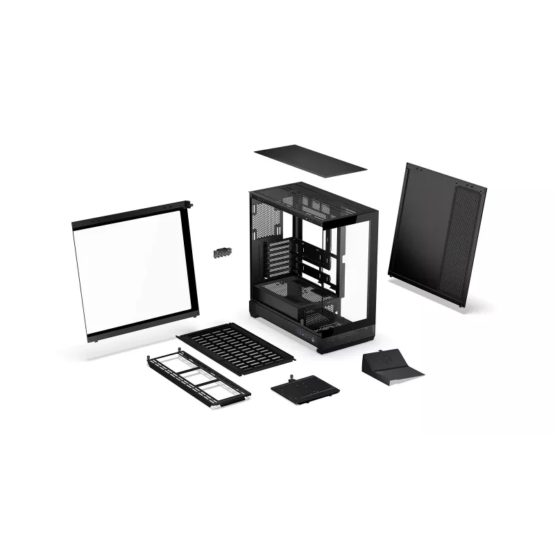 ENDORFY Fishtank 6000 Flex Mid-Tower PC skriňa - čierna, dvojité temperované sklo, USB-C, E-ATX, Back-Connect Ready (bez ventilátorov)