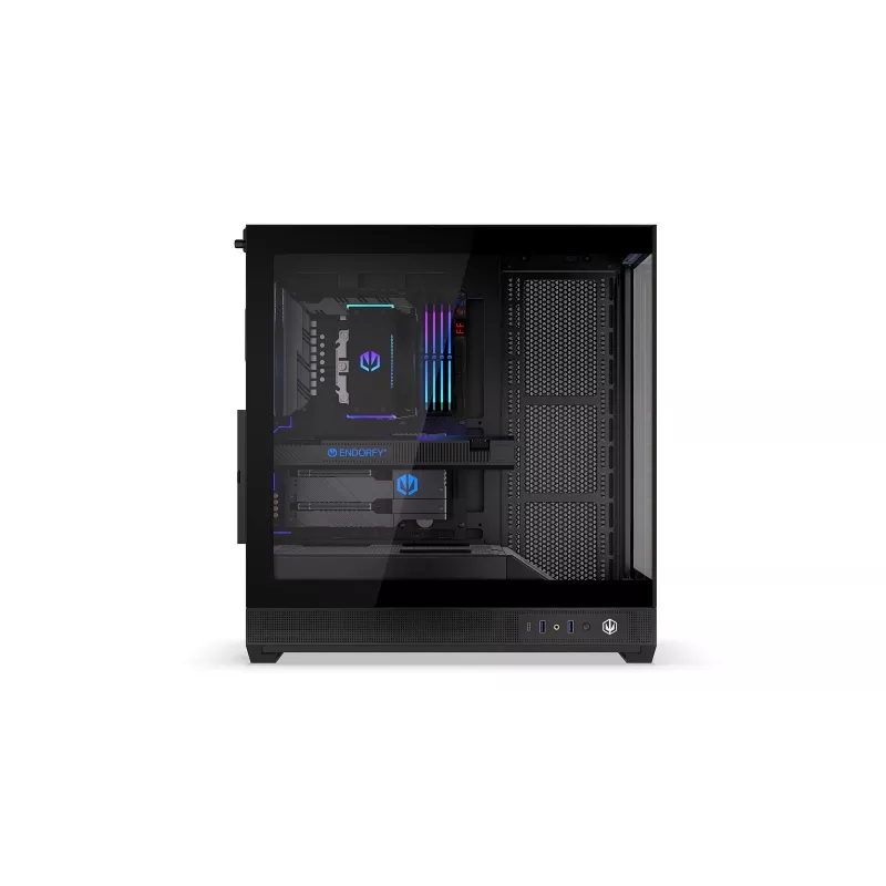 ENDORFY Fishtank 6000 Flex Mid-Tower PC skriňa - čierna, dvojité temperované sklo, USB-C, E-ATX, Back-Connect Ready (bez ventilátorov)