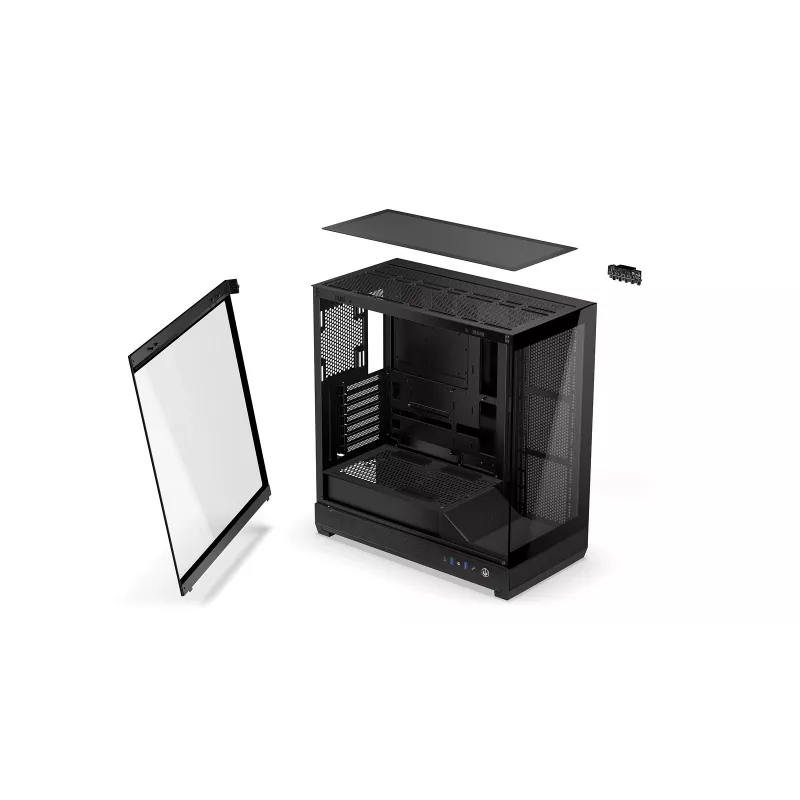 ENDORFY Fishtank 6000 Flex Mid-Tower PC skriňa - čierna, dvojité temperované sklo, USB-C, E-ATX, Back-Connect Ready (bez ventilátorov)