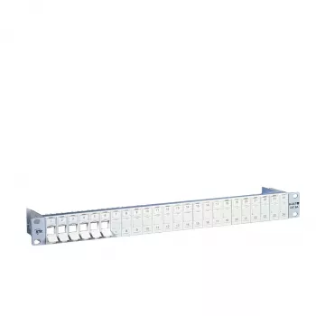 METZ CONNECT BTR E-DAT modulový patch panel - 24 portov - Cat.6A - tienený - 1U - svetlosivá (RAL 7035) - 130920-00-E