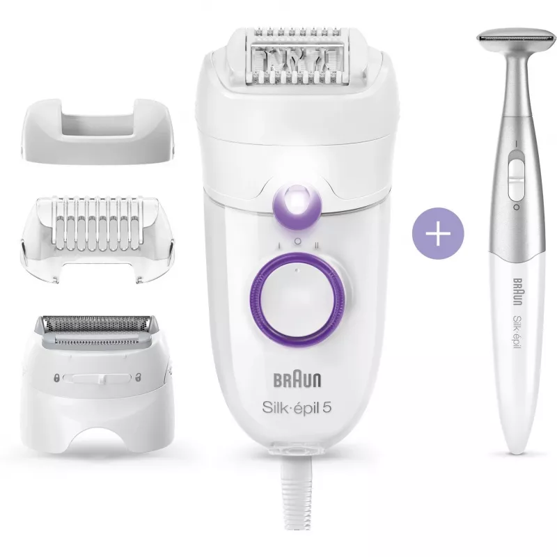 Braun Silk-épil 5 5-825 Power epilátor, biela/ružová, 28 pinzet, MicroGrip, káblový