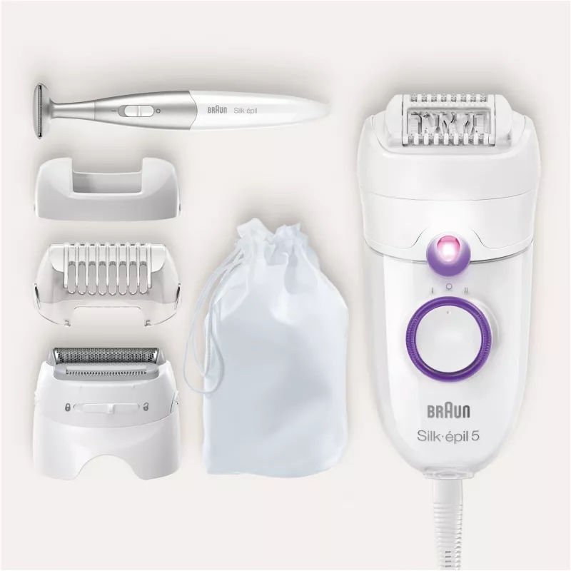 Braun Silk-épil 5 5-825 Power epilátor, biela/ružová, 28 pinzet, MicroGrip, káblový