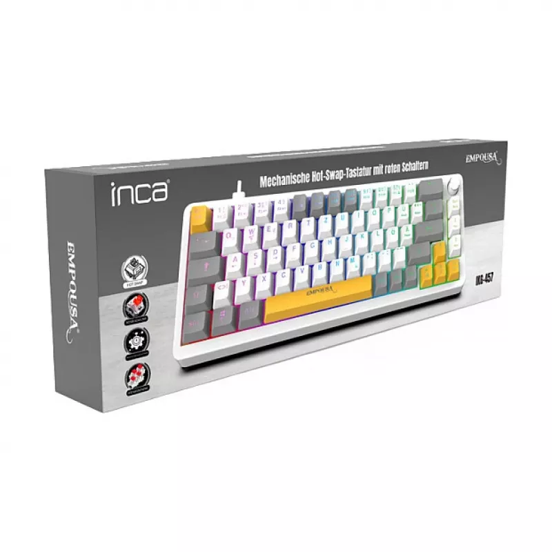 INCA herná klávesnica RGB Red Switch USB mechanická 2,00m biela (IKG-457)