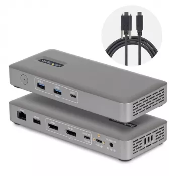 StarTech.com USB4 / Thunderbolt 4 / Thunderbolt 5 dokovacia stanica - 2x DisplayPort - 1GbE, 2,5GbE - 100W Power Delivery - 3 displeje - 8K