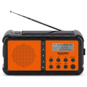 TechniSat TechniRadio Solar 2 DAB+/FM prenosné rádio so solárnym panelom a ručnou kľukou, čierna/oranžová