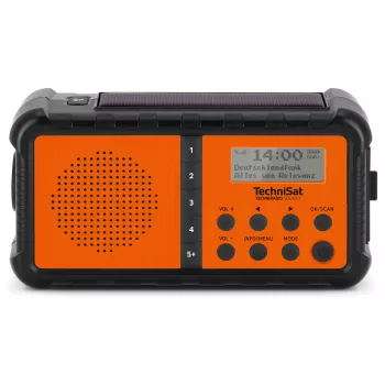 TechniSat TechniRadio Solar 2 DAB+/FM prenosné rádio so solárnym panelom a ručnou kľukou, čierna/oranžová