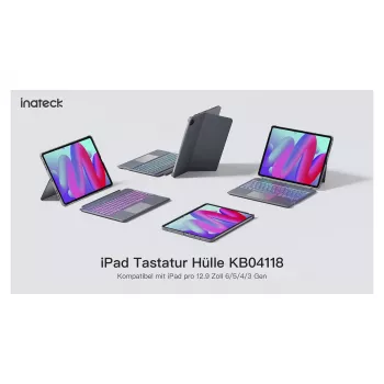 Inateck KB04118 Klávesnica pre iPad Pro 12.9 (3.-6. gen.) a iPad Air 13, QWERTZ, sivá
