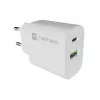 NATEC Ribera nástenná nabíjačka 1x USB-A + 1x USB-C 20W biela