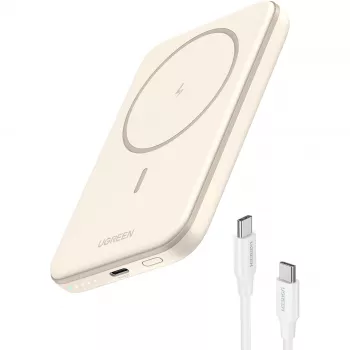 UGREEN 5000mAh Mini powerbank Wireless 15W s MagSafe biela