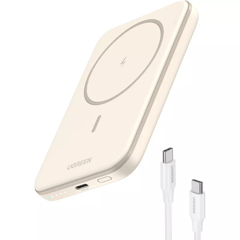 UGREEN 5000mAh Mini powerbank Wireless 15W s MagSafe biela