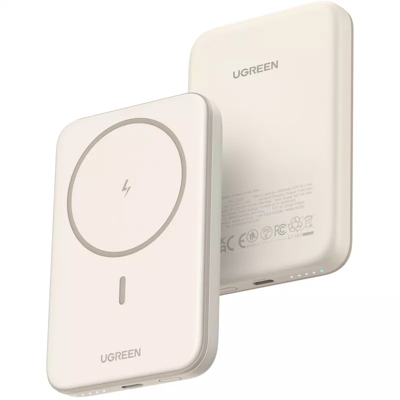 UGREEN 5000mAh Mini powerbank Wireless 15W s MagSafe biela