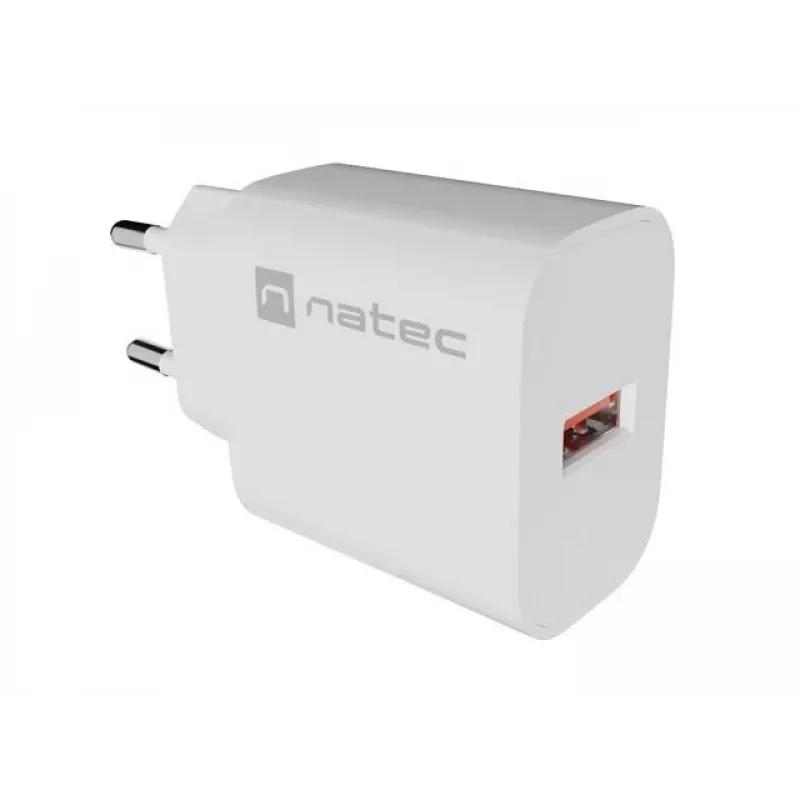 NATEC Ribera nástenná nabíjačka 1x USB-A 18W biela