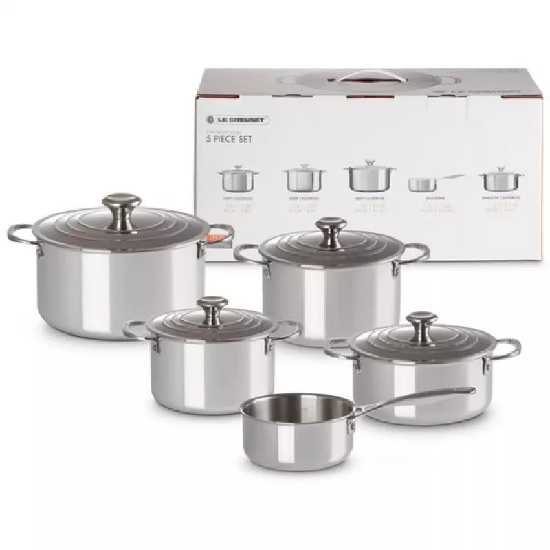 Le Creuset 5-dielna sada hrncov - 3-vrstvová sada nerezového riadu