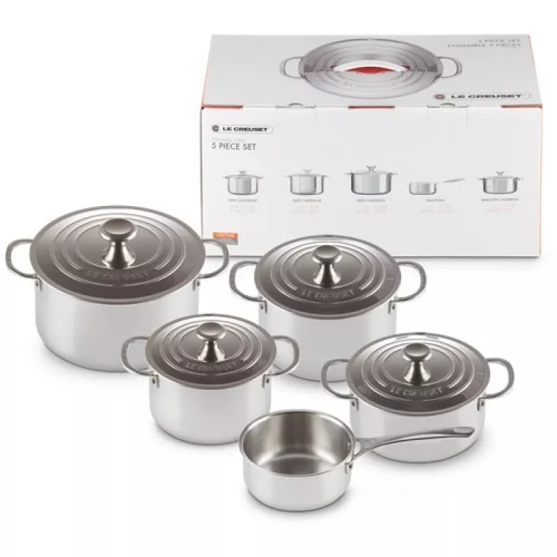 Le Creuset 5-dielna sada hrncov - 3-vrstvová sada nerezového riadu