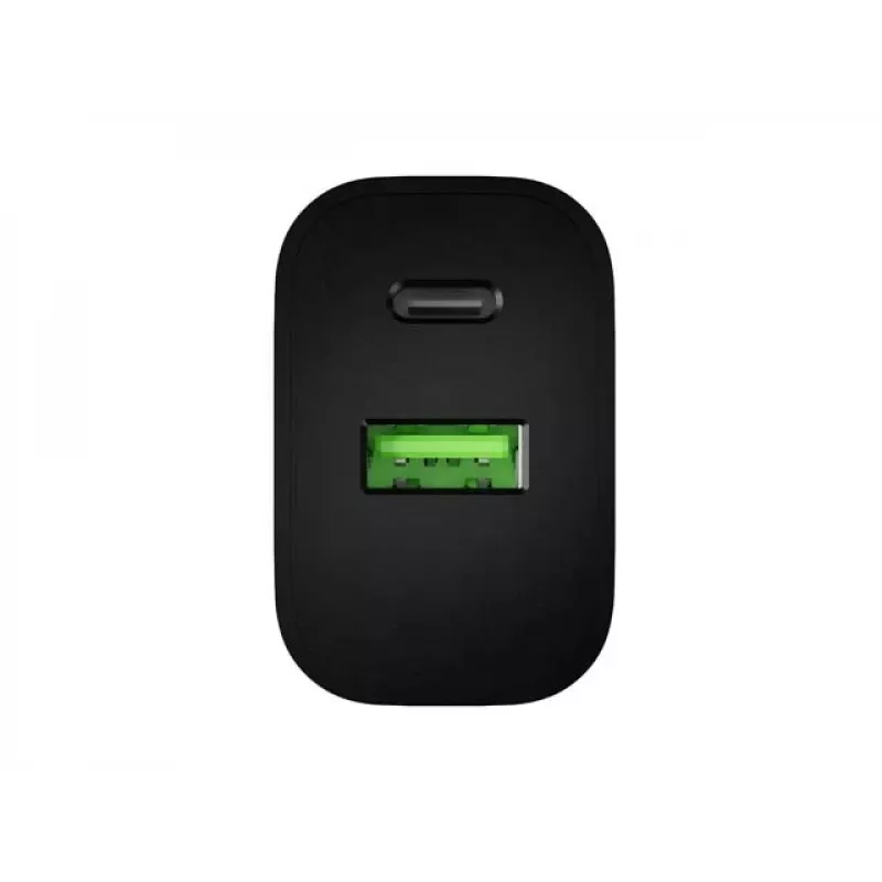 NATEC Ribera nástenná nabíjačka 1x USB-A + 1x USB-C 20W čierna