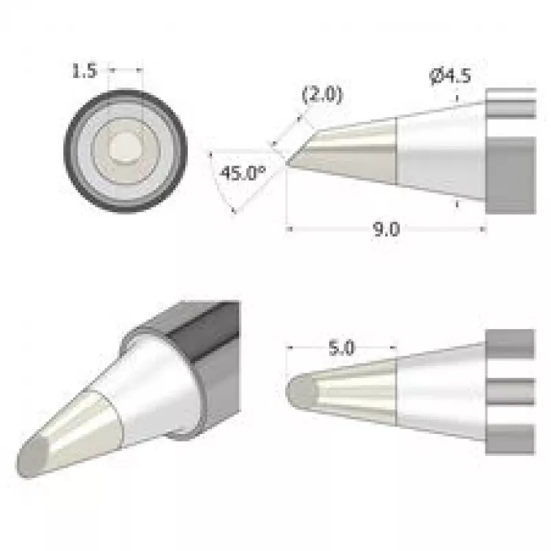 iFixit FixHub hrot spájkovačky kužeľovo-dlátový 1,5 mm strieborný