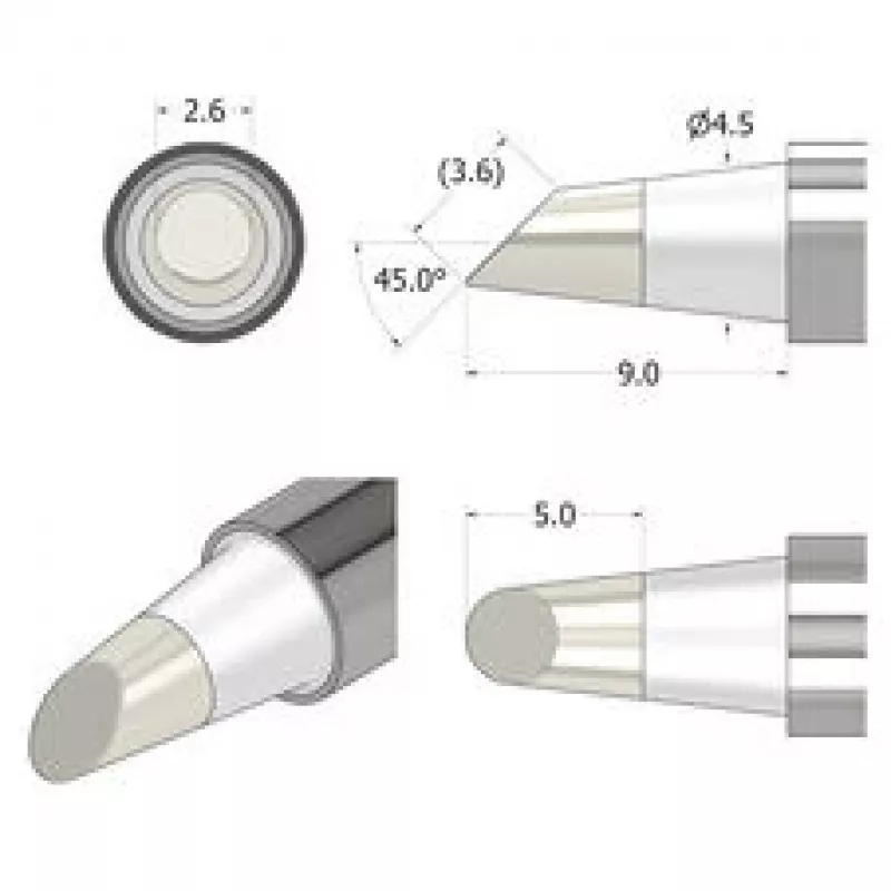 iFixit FixHub spájkovací hrot kužeľovo-dláto 2,6 mm strieborná