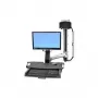 Ergotron StyleView Sit-Stand Combo System s pracovnou plochou a malým čiernym držiakom na CPU