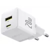 Baseus Palm 20W nástenná nabíjačka USB-C + USB-A, biela